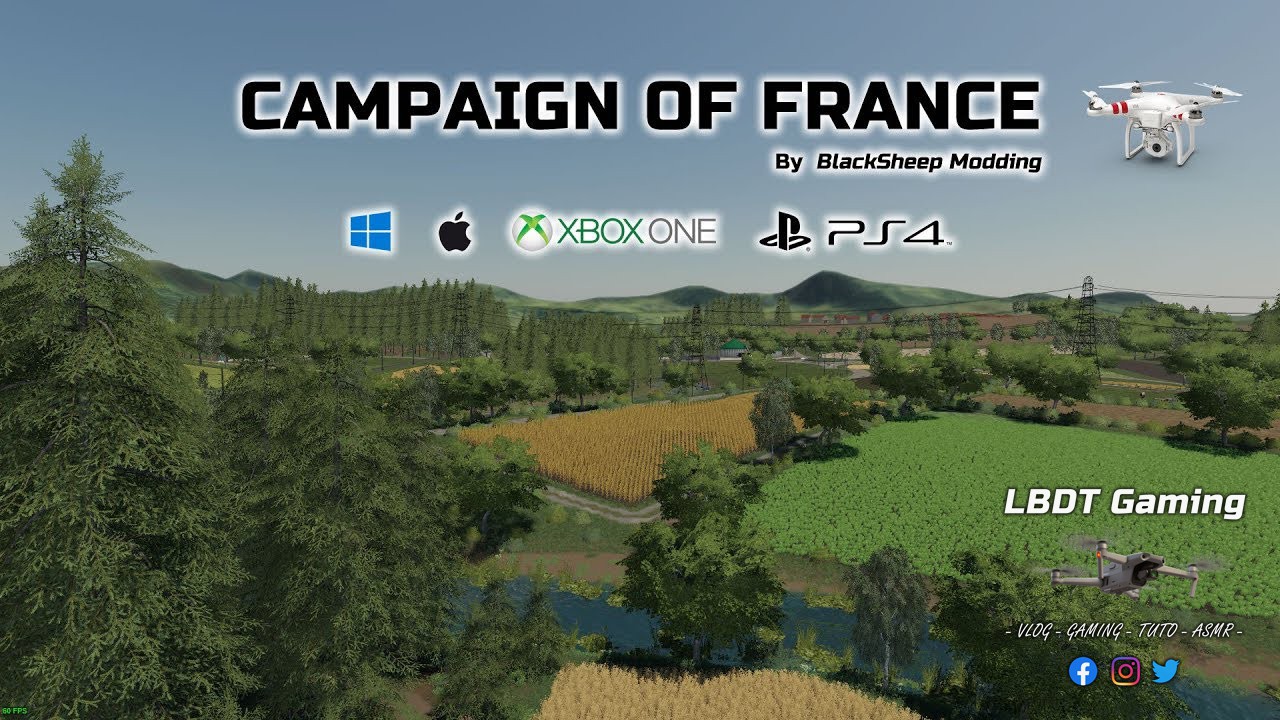 FS19 PC MAC PS4 XBOX ONE - MAP CAMPAIGN OF FRANCE EN DRONE - FARMING SIMULATOR 19